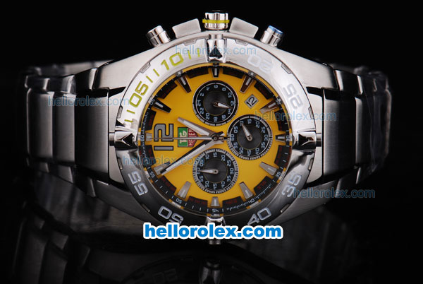 Tag Heuer Aquaracer Quartz Movement with Yellow Dial and SSband - Click Image to Close